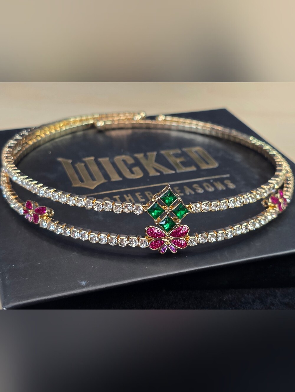 Other Reasons x Wicked Pink Butterfly Crystal Choker Set 18K Gold Plated Brass